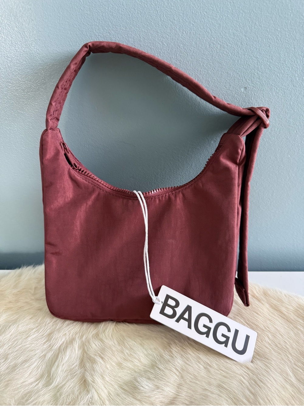 Baggu Mini Nylon Mahogany Shoulder Bag